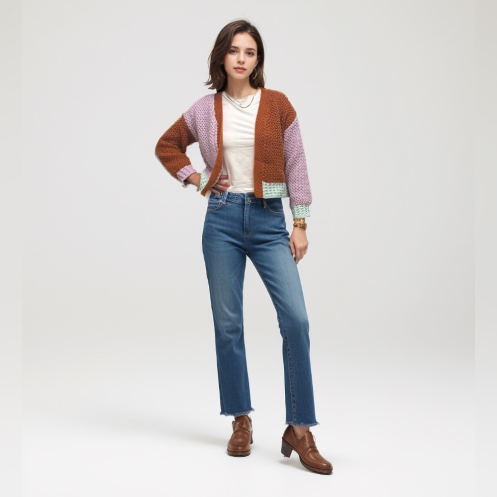 Cozy Color-Block Knit Cardigan